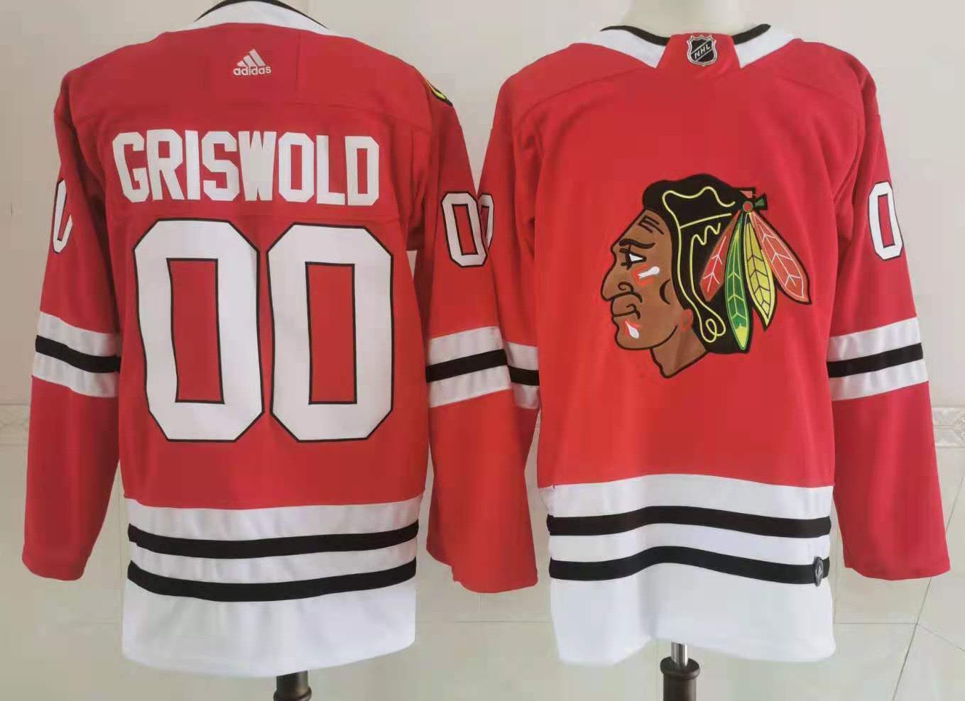 Men's Chicago Blackhawks Clark Griswold #00 Christmas Vacation Red Breakaway Jersey